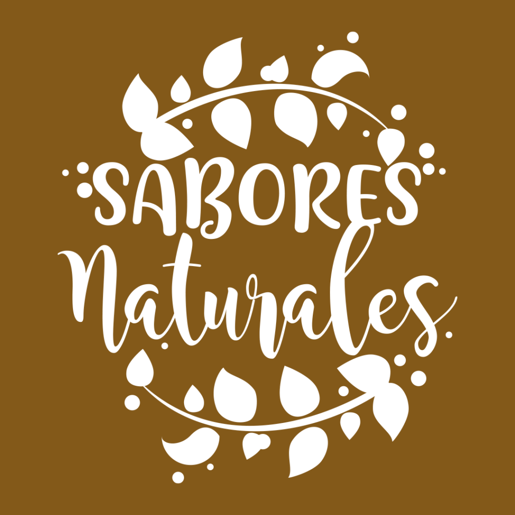 Logotipo Sabores Naturales en fondo marrón